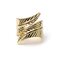 Multi Patterns Gold Leaf Hollow Out Square Ring - #2