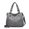 Women Soft Leather Leisure Patchwork Handbag Double Layer Large Capacity Crossbody Bag - Grey