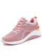 Women Lace-up Breathable Platform Walking Shoes - Pink