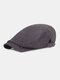 Men Cotton Solid Color Retro All-match Forward Hat Flat Cap Beret - Gray Black