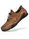 Men Mesh Splicing Breathable Outdoor Non Slip Casual Shoes - Brown