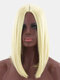 5 Colors Medium-Length Straight Hair Fluffy Bob Middle Part Full Head Cover Wig - Light Gold