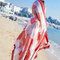 Womens Priting Colorful Sunshade Beach Scarves Shawl Wraps Breathable Soft Fashion Scarf - Red