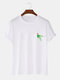 Mens Christmas Hat Cartoon Animal Printed O-Neck Cotton Short Sleeve T-Shirts - White
