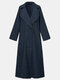 Повседневное длинное пальто на пуговицах размера Plus с лацканами и длинными рукавами для Женское - Флот
