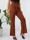 High Waist Button Front Flare Leg Pants For Women - Orange