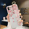 Peach Blossom Embossed Wristband Phone Case Silicone Set Chrysanthemum - 345 white shell [embossed wristband]