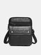 Menico Men's Leather Crossbody Bag Outdoor Casual Multi-compartment Shoulder Bag Mobile Phone Bag - Black