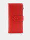 महिला अशुद्ध चमड़ा फैशन मल्टी-स्लॉट कार्ड धारक बड़ी क्षमता लंबी वॉलेट पर्स - लाल