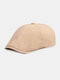 Men Cotton Solid Color Retro Adjustable Sunshade Newsboy Hat Octagonal Hat Flat Caps - Yellow