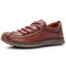 Men Hand Stitching Leather Anti-collision Soft Sole Casual Shoes - Brown