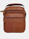 Menico Men Genuine Leather Vintage Large Capactity Crossbody Bag Hard Wearing Fashion Zipper Design Shoulder Bag - Yellow