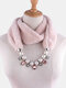 Vintage Artificial Pearl Flower Oval Beads Beaded Pendant Patchwork Solid Plush Alloy Scarf Necklace - Beige