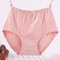 Cotton Large Size High Waisted Underwear - Pink