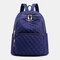 Women Canvas Multifunction Waterproof Casual Patchwork Backpack - Dark Blue