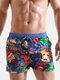 Cartoon Pattern Print Swim Trunks Funny Style Quick Drying Holiday Beachwear for Men - Blue