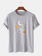 Mens 100% Cotton Moon Flowers Print Solid Breathable Loose T-Shirt - Gray