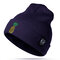 Women Winter Pineapple Embroidered Knitted Hats Casual Warm Skullies Beanies Caps - Navy