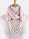 Bohemian Plush Imitation Pearl Necklace Autumn Winter Beaded Pendant Scarf Necklace - #04