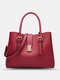 Women PU Leather Large Capacity Satchel Bag Handbag Crossbody Bag Shoulder Bag - Wine Red