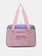 Sweet Oxford Heart-shaped Love Transparent Shoulder Bag Waterproof Wearable Comfy Handle Travel Bag With Coin Bag - Pink