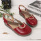 Large Size Women Casual Closed Toe Elastic Band Flat Sandals - Red