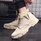 Men Suede Lace Up Large Size Ankle Boots - Beige