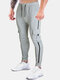 Mens Side Stripe Flap Pocket Sports Style Drawstring Sweatpants - Gray