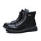 Men Round Toe Outdoor Slip Resistant Style Lace Up Desert Boots - Black