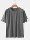 Men Cotton Linen 8 Colors Solid Round Neck Loose Short Sleeve Casual T-Shirt - Grey