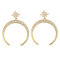 Retro Star And Moon Big Earrings Exaggerated Crescent Long Earrings Ladies Jewelry - Golden