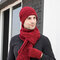 Men 2/3PCS Solid Color Keep Warm Sets Fashion Casual Wool Hat Beanie Scarf Full-finger Gloves - #05