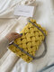Women Chains Weave Shoulder Bag Handbag - Yellow
