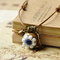 Vintage Geometric Stereoscopic Flower Pendant Necklace Ethnic Handmade Ceramic Long Necklace - Blue