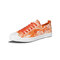 Men Canvas Bloom Color Rubber Toe Cap Casual Skate Shoes - Orange