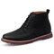Men  Microfiber Leather Outdoor Work Style Slip Resistant Casual Ankle Boots - Black