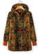 Abrigo con capucha y botones de felpa con estampado vintage - Amarillo