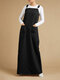 Einfarbig Ärmellos Tasche Lässig Kleid Für Damen - Schwarz