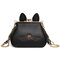Women PU Leather Cute Hasp Bucket Bag Crossbody Bag  - Black
