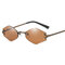 Women Vintage Hexagon Vogue Sunglasses UV400 Metal Frame Sunglasses Outdoor Travel Beach Sunglasses - Brown
