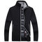 Cardigan Sweater Men's Loose Thicken Outer Wear Zip Sweater Stand Collar Warm Plus  - Black