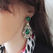 Vintage Geometric Water Drop Gem Earrings Luxury Rhinestone Gem Pendants Stud Earrings - Green