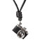 Vintage Cowhide Necklace Men's Camera Pendant Necklace Alloy Leather Couple Jewelry - Black