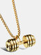 Trendy Dumbbell-shaped Pendant Titanium Steel Necklace For Men - Gold