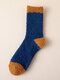 5 Pairs Men Blended Coral Fleece Thickened Color-match Simple Breathable Warmth Socks - Navy
