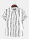 Men Tie-Dye Striped Print Beach Holiday Casual Shirt - White