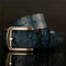125CM Men High Quality Genuine Cowhide Leather Belt Strap Casual Pin Buckle Jeans Belt - Blue