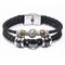 Vintage 12 Constellation Bracelet Woven Leather Bracelet Multilayer Stainless Steel Bracelet - 06
