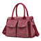 KVKY Front Pockets Tote Handbags Simple Canvas Shoulder Bags Summer Shopping Bags - Burgundy