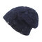 Women Solid Flower Patter Ethnic Cotton Breathable Elastic Vintage Comfortable Beanie Hat  - Navy